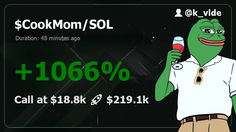 k_vlde's tweet photo. 🏦🔥🤑 CookingMom | $CookMom - BREAKING RECORDS!

86NZP6zL4jqYUhQLn5VczbmckdHx78AaVz2CmPakpump

#CookMom 11.7x  💹 $18.8k  🌅  $219.1k and riding high and catching all the gains! 🌊💸

🤑 ALERTS at: https://t.co/vVyQ4clxhY

#SolanaNFTs #Solana #MemeCoin https://t.co/wUrYe20x7h