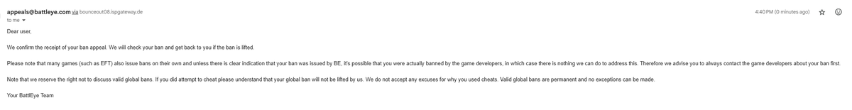 fishz95's tweet photo. @bstategames @TheBattlEye Please someone answer my support ticket, this is getting ridicules. I have been trying for almost 2 months to get a response. I have received a permanent hardware ban from tarkov for no reason Help! Tarkov ticket number is 36057913. @tarkov @nikgeneburn https://t.co/SSRVkmzfgT