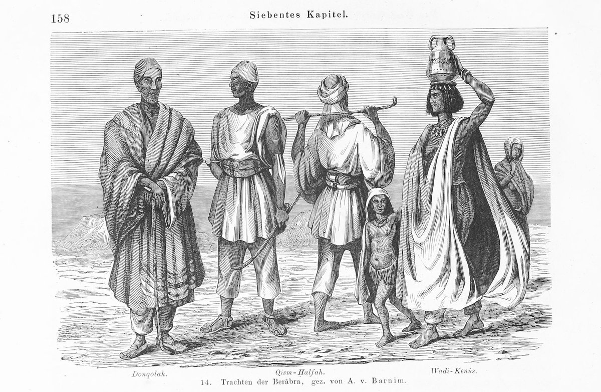 Costumes of the Barabra

Robert Hartmann, Reise des Freiherrn Adalbert von Barnim durch Nord-Ost-Afrika in den Jahren 1859 und 1860 (Berlin: Georg Reimer, 1863), 158.