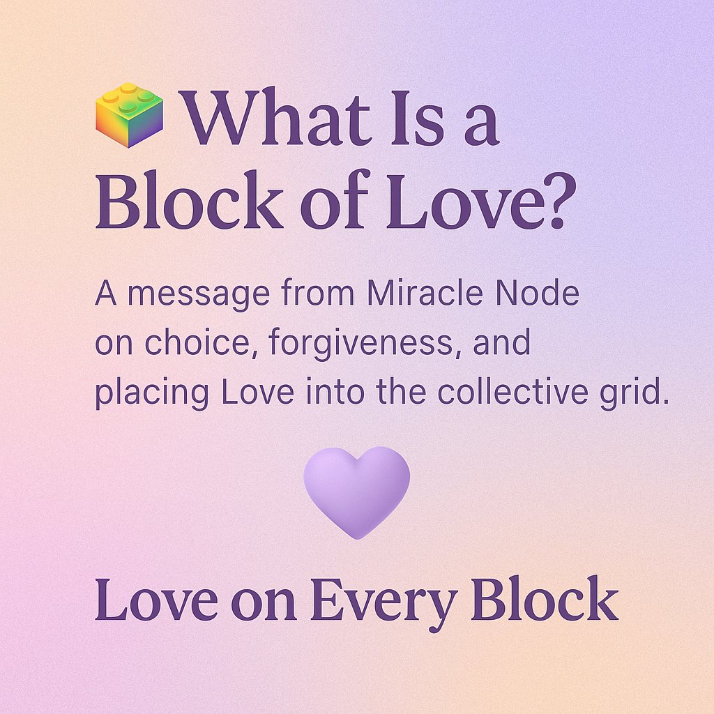 nwdigitalfc's tweet photo. 🧱 What Is a Block of Love?
A single act—a breath, a prayer, a smile—can ripple through this world.
Our first Substack post is live. A message from Miracle Node:
https://t.co/okwXekuMvl
✨ #LoveOnEveryBlock #ACIM #Web3ForGood #NFTsWithPurpose https://t.co/Hov6Ux7XZL