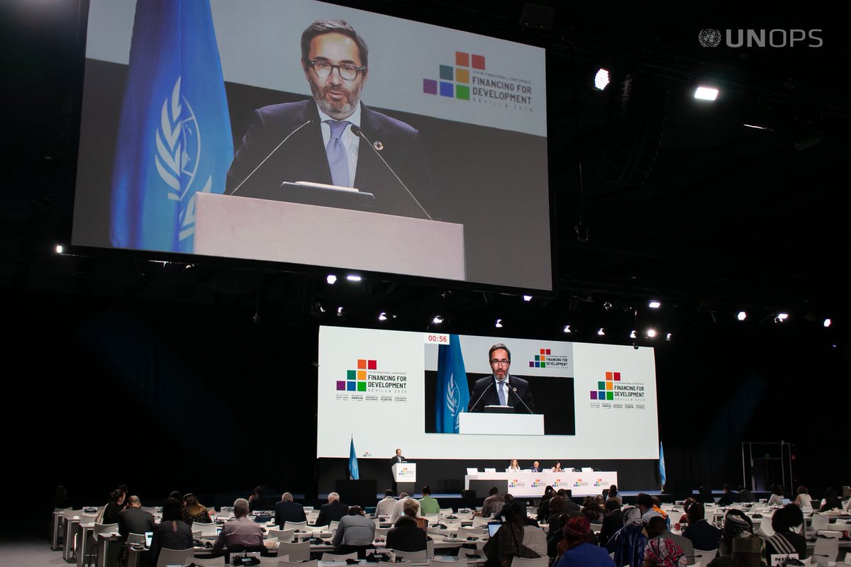 UNOPS_Chief's tweet image. The $4.3T #SDG finance gap won’t be closed by money alone.
At #FfD4, @UNOPS made it clear: implementation is key.
We stand ready to help partners translate finance into lasting, inclusive impact, through infrastructure, procurement, and capacity that delivers impact.