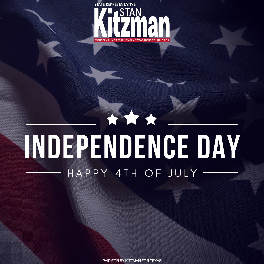 StanKitzmanTX's tweet image. America is the greatest country on Earth—and Texas is proud to lead the way.
Today we celebrate freedom, strength, and the nation our Founders built with grit and conviction.
Happy Independence Day, y’all. 🇺🇸