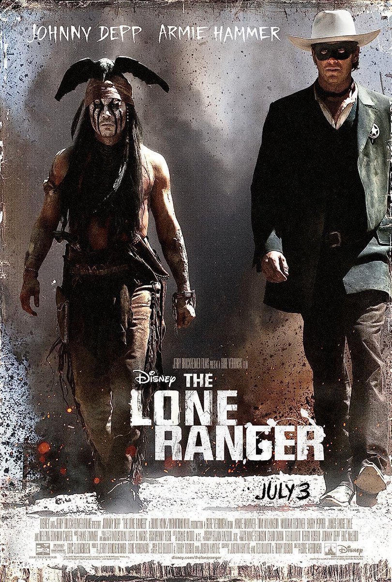 FilmNewsNos's tweet photo. 🎬MOVIE HISTORY: 12 years ago today, July 3, 2013 the movie ‘The Lone Ranger’ opened in theaters!

#JohnnyDepp #ArmieHammer #WilliamFichtner #TomWilkinson #RuthWilson #HelenaBonhamCarter #JamesBadgeDale #BryantPrince #BarryPepper #MasonCook #SaginawGrant #LewTemple #GoreVerbinski https://t.co/z2msIRT4Tp