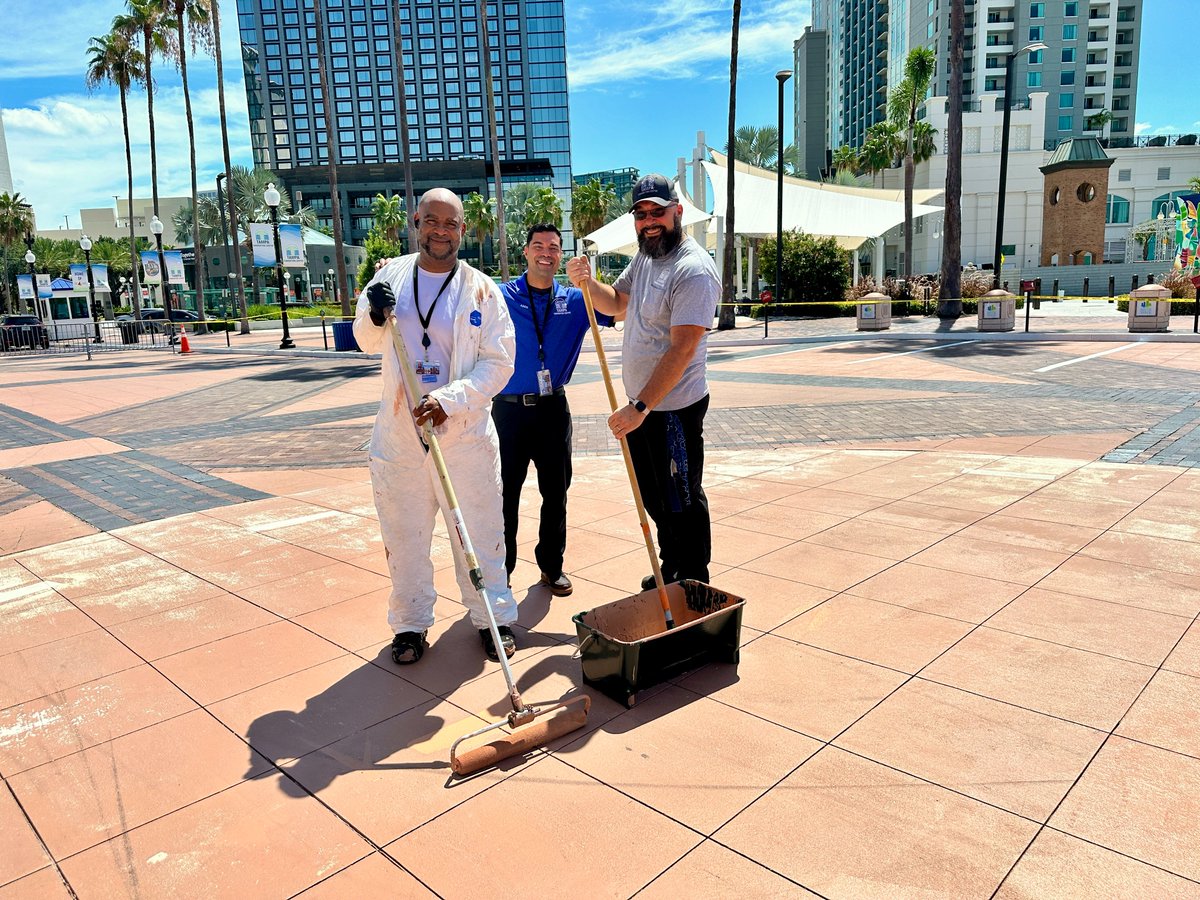 TheTampaCC's tweet image. Our team is constantly upgrading our property so that it’s pristine and ready to shine for events. Our Operations & Maintenance crew recently worked on a project to repaint our Front Drive.
This is just one example of how we are continuously improving every detail of our venue.