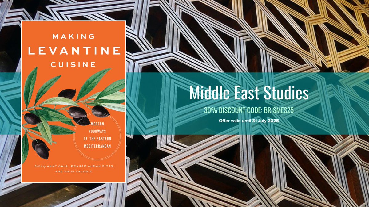 MNG - University Presses (@mngup_books) on Twitter photo Forthcoming from <a href="/UTexasPress/">University of Texas Press</a>, MAKING LEVANTINE CUISINE provides much-needed scholarly attention to the region’s culinary cultures while teasing apart the tangled histories & knotted migrations of food.
Pre-order here:
combinedacademic.co.uk/brismes-2025/#…
<a href="/OfficialBrismes/">BRISMES</a> #BRISMES2025 Forthcoming from <a href="/UTexasPress/">University of Texas Press</a>, MAKING LEVANTINE CUISINE provides much-needed scholarly attention to the region’s culinary cultures while teasing apart the tangled histories & knotted migrations of food.
Pre-order here:
combinedacademic.co.uk/brismes-2025/#…
<a href="/OfficialBrismes/">BRISMES</a> #BRISMES2025