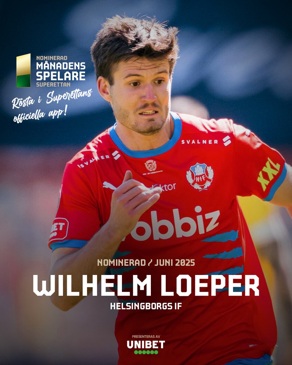 ⭐️ | Klebér Saarenpää &amp;  Wilhelm Loeper är nominerade till månadens tränare respektive spelare i Superettan efter en fin juni månad.

Saarenpääs lag tog 7 av 9 poäng och gjorde 9 mål medan Wilhelm Loeper stod för 4 mål och 1 assist på tre matcher. Rösta på dem i Superettans app!