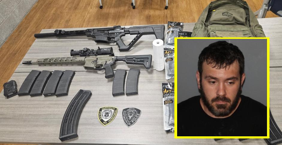 Dartmouth Police responded to a domestic disturbance at the Dartmouth Motor Inn and arrested a 34-year-old New Bedford man and seized a large cache of ammunition and firearms. Photos:

newbedfordguide.com/dartmouth-poli…