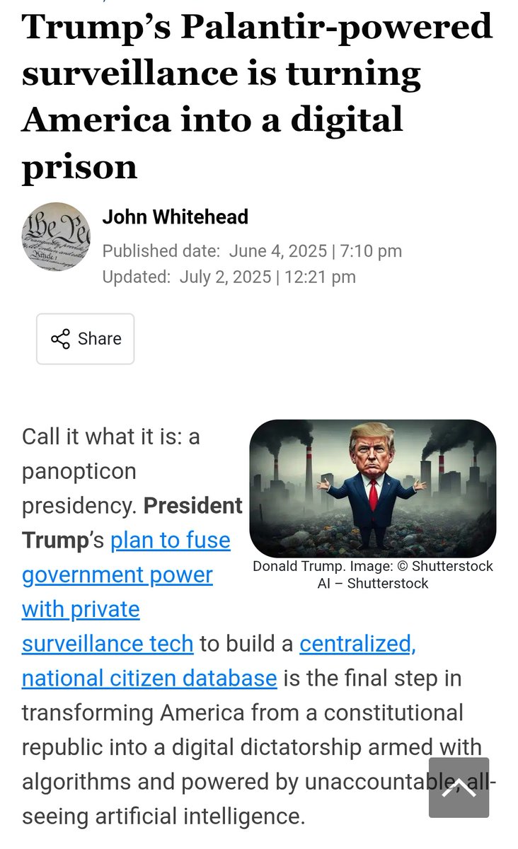SadiaSy10639266's tweet photo. Welcome to the Golden Age of #AmericanFascism. 🙃
#TechnoFeudalism #ICE #Trump
#ITPASSED #Medicaid  #BigUglyBill https://t.co/d6deOhsVLZ