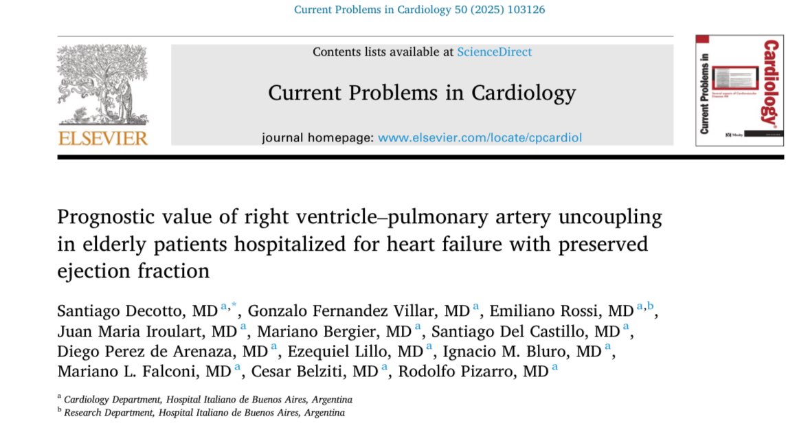 Santiago Decotto, MD (@decottosantiago) on Twitter photo Hace unos años comenzamos un registro prospectivo en <a href="/imedCV/">IMedCV Hospital Italiano</a> para estudiar el impacto pronóstico de las variables derechas en #HFpEF 🫀
Compartimos uno de los proyectos publicados recientemente en <a href="/CurrProbsCardio/">Current Problems in Cardiology</a> 📖🙌
Link para libre acceso ⬇️
kwnsfk27.r.eu-west-1.awstrack.me/L0/https:%2F%2… Hace unos años comenzamos un registro prospectivo en <a href="/imedCV/">IMedCV Hospital Italiano</a> para estudiar el impacto pronóstico de las variables derechas en #HFpEF 🫀
Compartimos uno de los proyectos publicados recientemente en <a href="/CurrProbsCardio/">Current Problems in Cardiology</a> 📖🙌
Link para libre acceso ⬇️
kwnsfk27.r.eu-west-1.awstrack.me/L0/https:%2F%2…