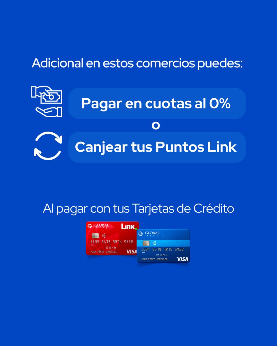 Life Urban y Life Plus están de aniversario… ¡y tú ganas! 🏠
Aprovecha los fines de semana para acumular 6 puntos Link por cada dólar del 20 de junio al 27 de julio pagando con tus Tarjetas de Crédito. Adicional puedes pagar en cuotas al 0% o canjear tus puntos.

#GlobalBank