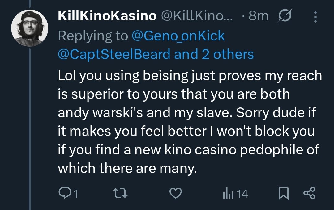 Geno_onKick's tweet image. Congrats to KillKinoKasino for making waves in the subsektur, keep it up bro, you're almost cog-tier
