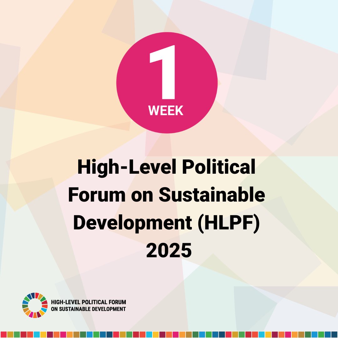 Only 1️⃣ week left until #HLPF 2025 kicks off! ✨

🗣️ How do we center voices too often excluded?
📚 What must we do differently before 2030?
🌐 How do we revitalize multilateralism?

Join world leaders, experts &amp; civil society for answers and action ⬇️
🔗 hlpf.un.org/2025