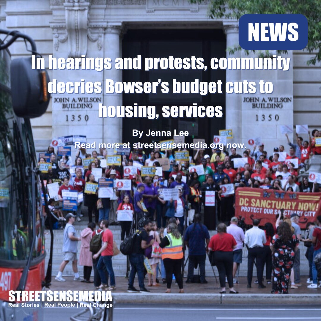 streetsensedc's tweet image. At D.C. Council hearings and organized rallies, housing advocates across the District are condemning Mayor Muriel Bowser’s proposed cuts to social safety net and housing programs in her FY 2026 budget, released in late May. Read more at streetsensemedia.org