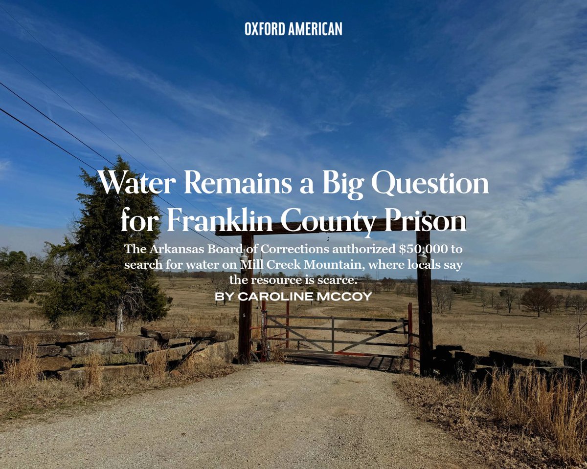 oxfordamerican's tweet image. “It would have took . . . a five minute phone call, and they would have probably backed out of that site real quick.”
—Jack Wells with River South Rural Water District on the lack of planning for the proposed 3,000-bed Franklin County prison.
🔗: shorturl.at/0yiGA