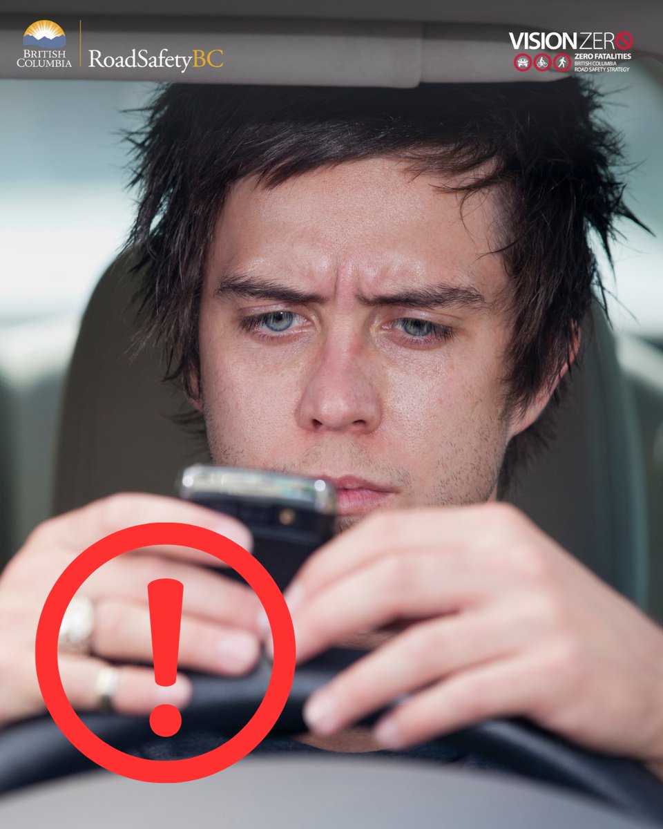 RoadSafetyBC's tweet photo. At 80 km/h, a 5-second glance at your phone = driving blind for a football field.
Your message can wait. Your life can’t.
✅ Eyes on the road
✅ Hands on the wheel
✅ Mind on the drive
#ItCanWaitBC https://t.co/6ikNwDeTmk