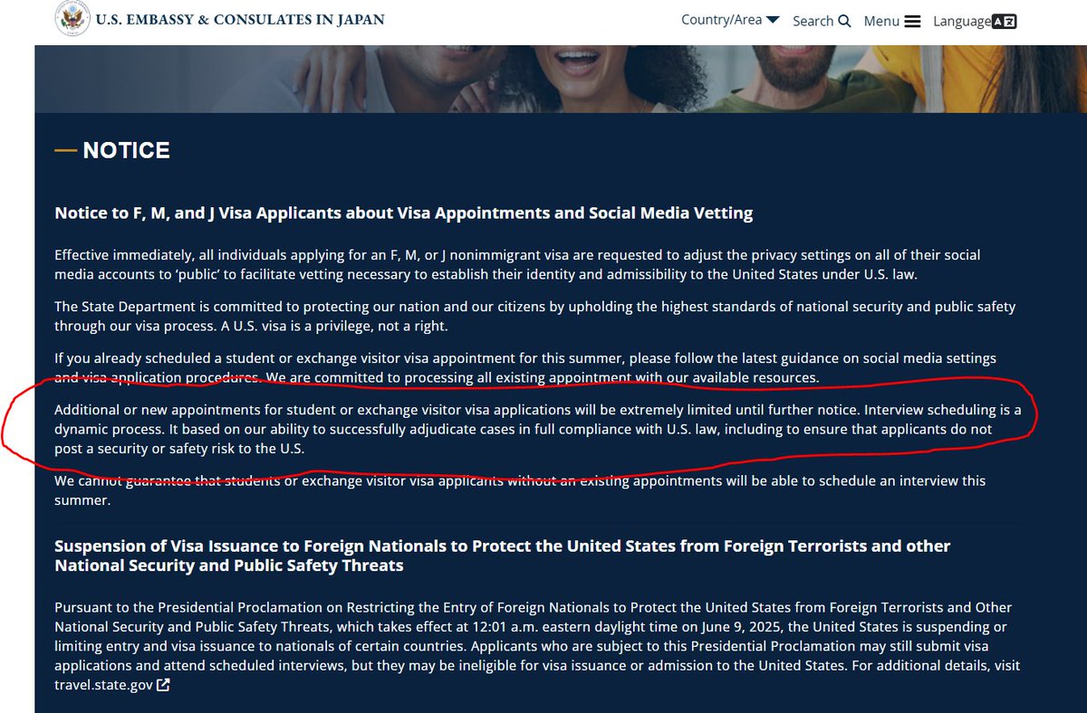 International students bring a diversity of views &amp; experiences + education is a major US export.

Yet student visa appointments are scarce in select countries. Even allies like Japan. Makes me worry that student visas are now chips in trade negotiations.
jp.usembassy.gov/visas/
