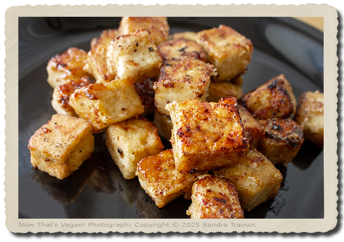 Tofu lacks flavor but can be made tasty with seasonings and frying it in a pan. High in protein, it makes a great meat substitute. #tofu  nowthatsvegan.com/pan-fried-tofu/