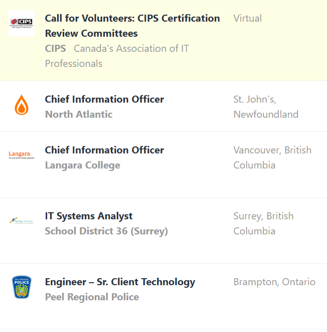 Featured IT Jobs from the CIPS Job Board:  
cips.ca/jobs/ 

#ICT #Jobs #Technology #Careers