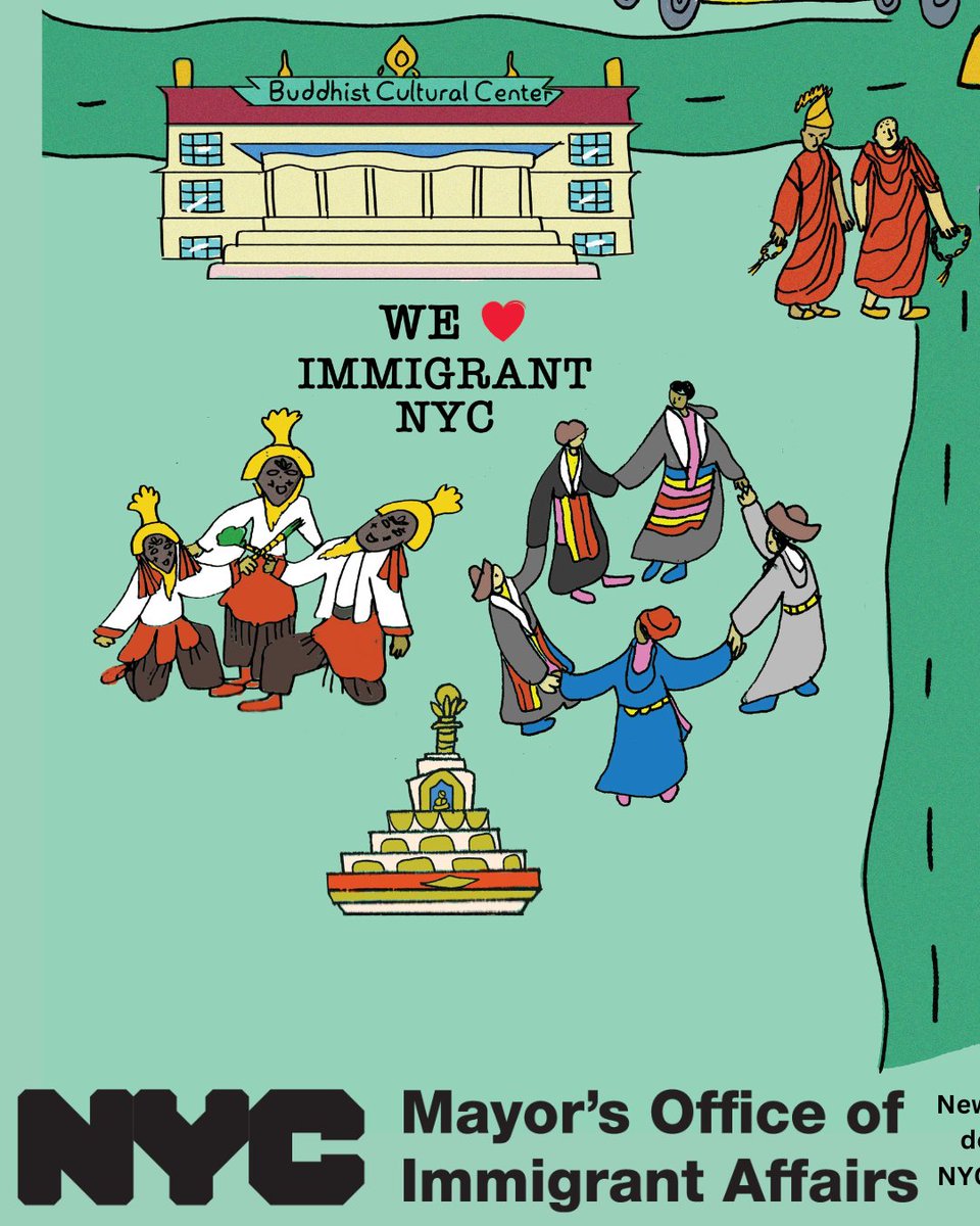 In honor of the H.H 14th Dalai Lama’s 90th bday, we’re releasing “Little Bhod-Tibet in Queens", immigrant Enclave Illustration featuring the vibrant community of #TibetanNewYorkers. From #JacksonHeights to #Woodside, Queens is home to one of the largest populations of Tibetans.