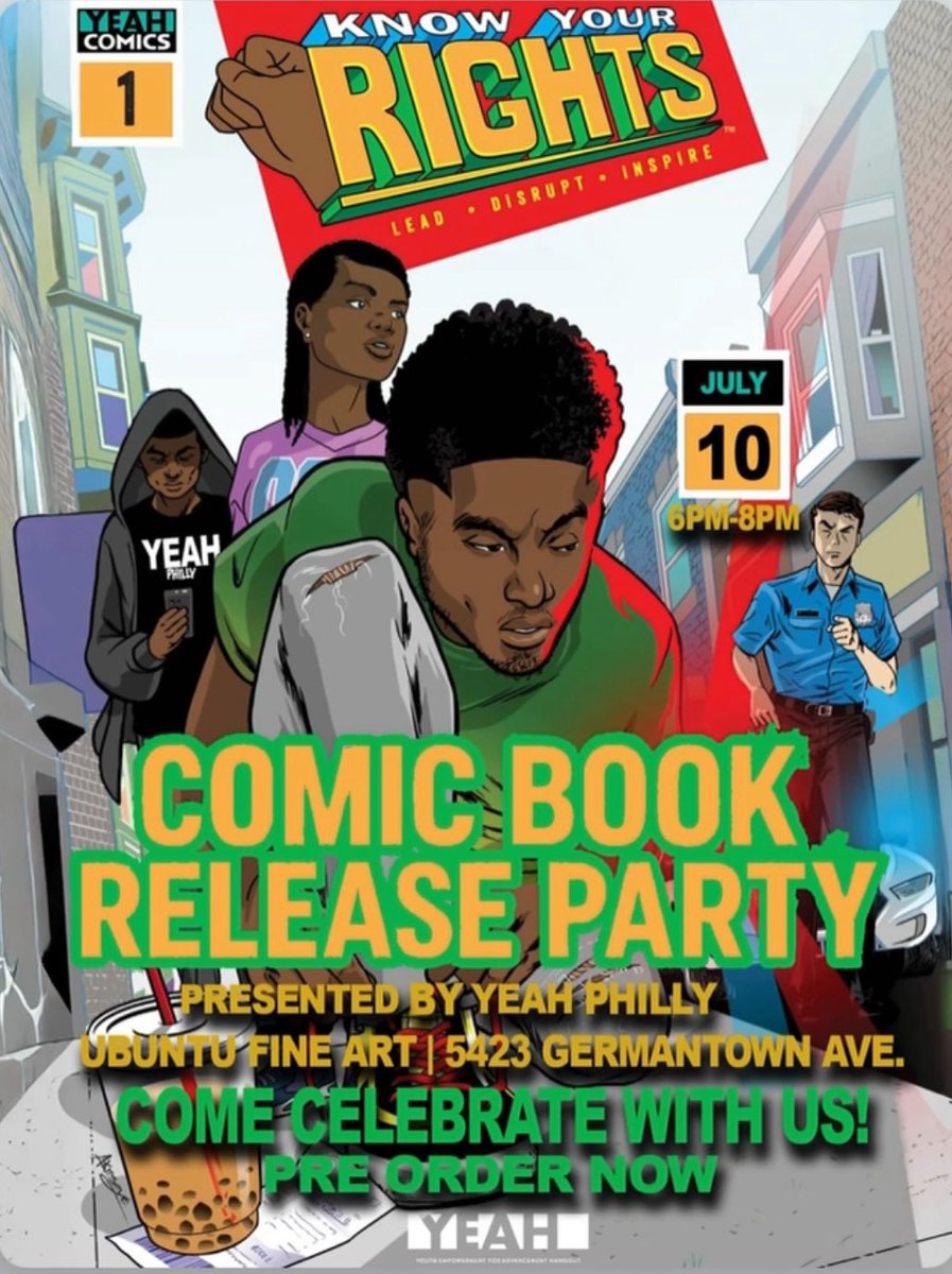Youth Empowerment for Advancement Hangout (@yeahphilly) on Twitter photo No need to RSVP, pull up to <a href="/ubuntufineart/">Ubuntu Fine Art</a> for #YEAHPhilly comic book release party. If you can’t get kids to read anything they will definitely dive into this comic serious teaching & entertaining how to navigate the streets of <a href="/CityofPhila/">Philadelphia PA</a> <a href="/JoelEmbiid/">Joel Embiid</a> <a href="/Eagles/">Philadelphia Eagles</a> legally. <a href="/CLSphila/">Community Legal Services of Philadelphia</a> No need to RSVP, pull up to <a href="/ubuntufineart/">Ubuntu Fine Art</a> for #YEAHPhilly comic book release party. If you can’t get kids to read anything they will definitely dive into this comic serious teaching & entertaining how to navigate the streets of <a href="/CityofPhila/">Philadelphia PA</a> <a href="/JoelEmbiid/">Joel Embiid</a> <a href="/Eagles/">Philadelphia Eagles</a> legally. <a href="/CLSphila/">Community Legal Services of Philadelphia</a>