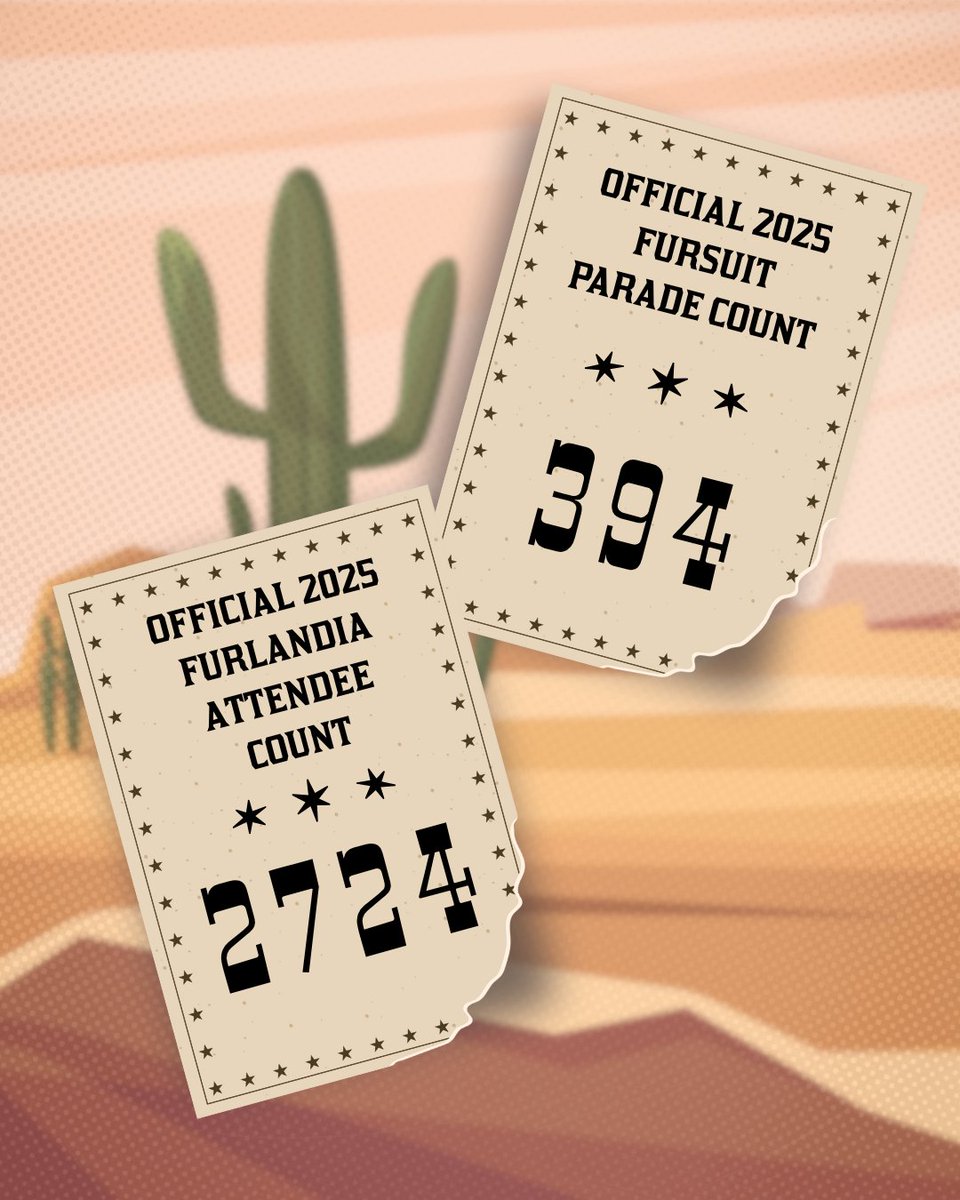 Howdy partners!

We finally have the official count for Furlandia 2025. It was a wildly successful convention, thanks to all of you!

Thank you for making Furlandia a great success and for supporting Portland's premier furry convention.  

Yeehaw!