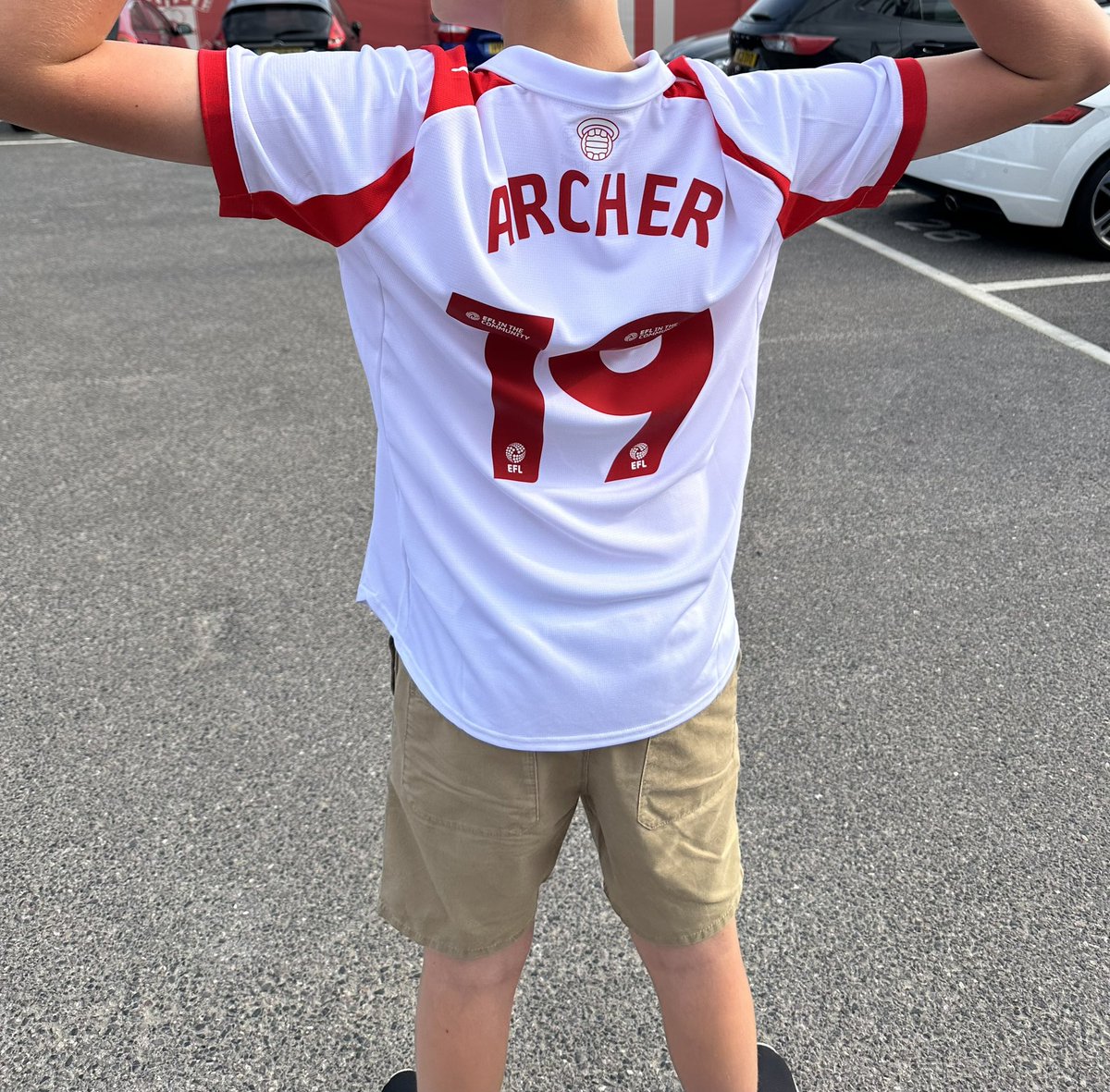 Club store after school, he’s been excited about this for ages! Probably also cursed Archer’s #saintsfc career &amp; he’ll be sold next week !
