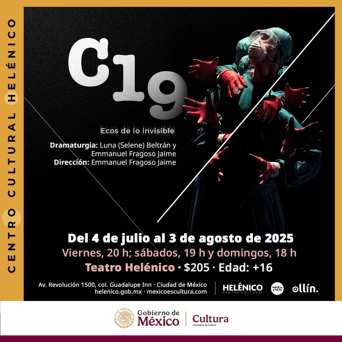 artes_promo's tweet image. Pases dobles función de estreno de la obra: &quot;C19&quot; el cual se llevará a cabo el viernes 4 de julio  en el Teatro Helénico  las 19:30 h.

1 twittear 
2 nombre completo 
3 los que tengan ❤️ media hora antes en taquilla y ganaron en #Promo_Artes
@Helenico