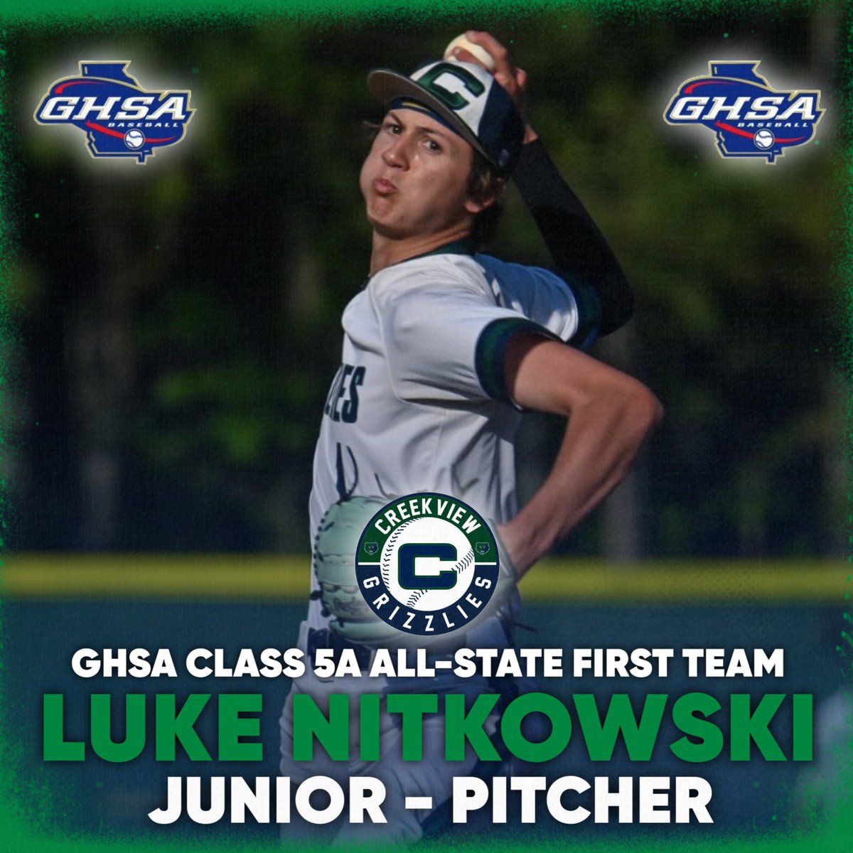 🐻Creekview High School Baseball🐻 (@cvhsgrizzbsb) on Twitter photo Congrats to <a href="/lukenitkowski27/">Luke Nitkowski</a> on earning <a href="/OfficialGHSA/">GHSA</a> All-State 1st Team honors!
Has improved tremendously each year! Run it back in ‘26!
Congrats Luke!
#GrizzGang
<a href="/CVHSGrizzlies/">CVHS Grizzly Athletics</a> <a href="/GTBaseball/">Georgia Tech Baseball</a> <a href="/griffcallaghan/">Griffin Callaghan</a> <a href="/TheCoachesBoxGA/">Coaches Box Georgia</a> Congrats to <a href="/lukenitkowski27/">Luke Nitkowski</a> on earning <a href="/OfficialGHSA/">GHSA</a> All-State 1st Team honors!
Has improved tremendously each year! Run it back in ‘26!
Congrats Luke!
#GrizzGang
<a href="/CVHSGrizzlies/">CVHS Grizzly Athletics</a> <a href="/GTBaseball/">Georgia Tech Baseball</a> <a href="/griffcallaghan/">Griffin Callaghan</a> <a href="/TheCoachesBoxGA/">Coaches Box Georgia</a>