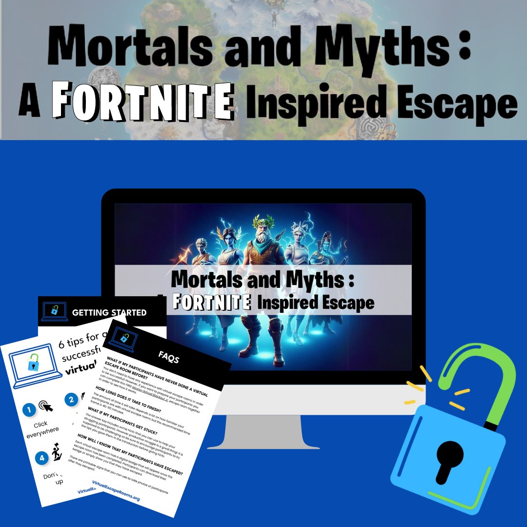 🏺✨ “Embark on an epic adventure with Mortals and Myths! Unleash your inner hero and conquer ancient Greek challenges in this Fortnite-inspired virtual escape room.

No prep, just fun! virtualescaperooms.org/product/mortal…