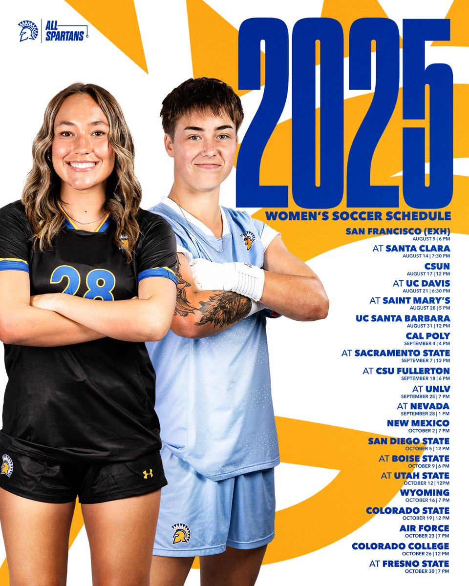 sjsuwsoc's tweet image. It’s official! Your 2025 season schedule is HERE 📅⚽
#AllSpartans