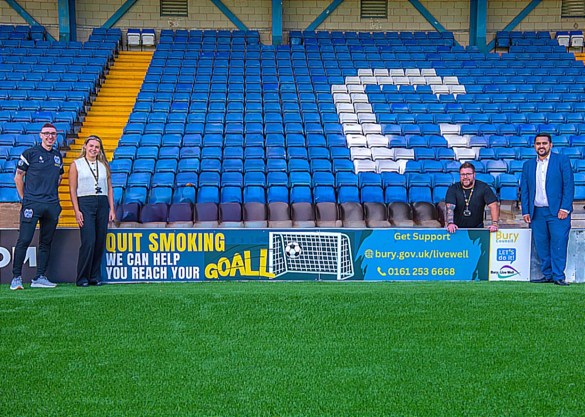 Cllr Tamoor Tariq (@tamoort) on Twitter photo ☀️ Bright & warm this morning at Gigg Lane, right in the heart of the ward I represent! Proud to join <a href="/buryfcofficial/">Bury Football Club</a> & <a href="/burylivewell/">Bury Live Well Service</a> for the launch of the “Clear lungs = Louder chants” stop‑smoking campaign.
Big thanks to the club for backing a healthier, smoke‑free community! ☀️ Bright & warm this morning at Gigg Lane, right in the heart of the ward I represent! Proud to join <a href="/buryfcofficial/">Bury Football Club</a> & <a href="/burylivewell/">Bury Live Well Service</a> for the launch of the “Clear lungs = Louder chants” stop‑smoking campaign.
Big thanks to the club for backing a healthier, smoke‑free community!