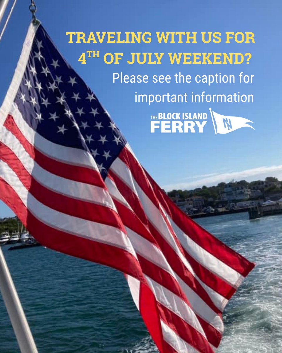 🎆 Traveling with the Block Island Ferry over the 4th of July weekend? Plan ahead for a smooth trip! 🛳️🇺🇸 Visit here for important info: bit.ly/4ewDFFd
#BlockIslandFerry h
