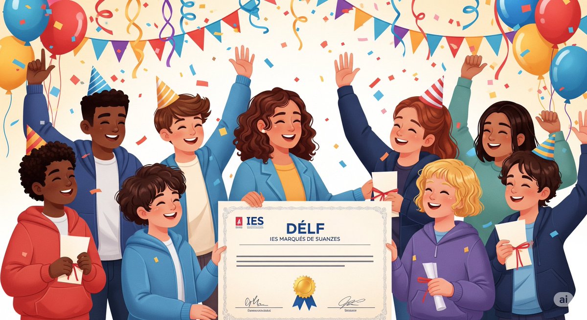 Resultados extraordinarios en las pruebas DELF 2024/25 del IES Marqués de Suanzes, donde han aprobado un 91% de sus estudiantes.
En una comunicación provisional realizada el 4 de julio, el centro ha dado a conocer los excelentes resultados obtenidos por sus alumnos.