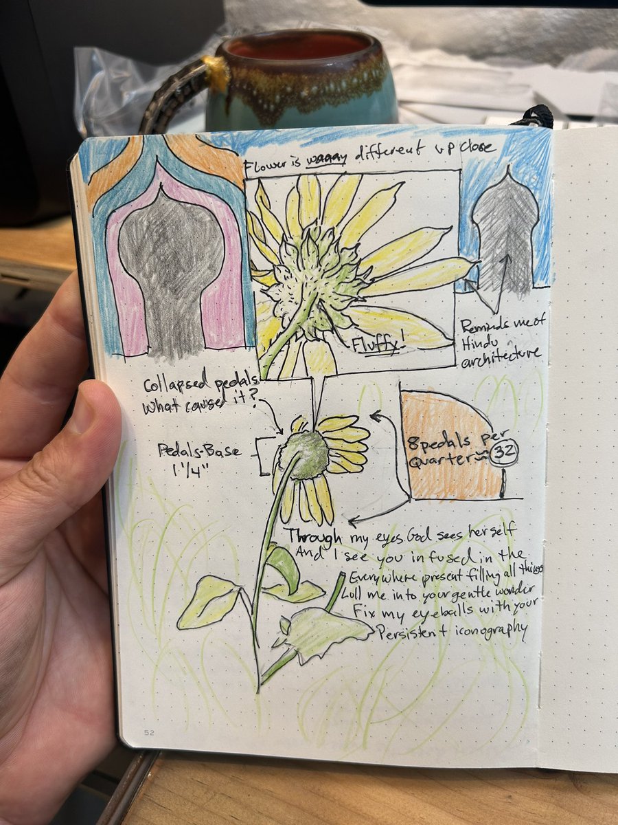Rigel Windsong Thurston (@rigelthurston) on Twitter photo I am LOVING nature journaling. This is day 4 of 4 in a rowâfirst thing my son and I do when we get up: notice, wonder, and connect. And a little poetry popped out too:
Through my eyes God sees herself 
And I see you infused in the everywhere present filling all things
Lull me I am LOVING nature journaling. This is day 4 of 4 in a rowâfirst thing my son and I do when we get up: notice, wonder, and connect. And a little poetry popped out too:
Through my eyes God sees herself 
And I see you infused in the everywhere present filling all things
Lull me