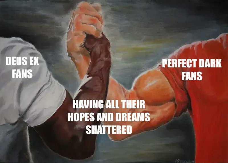 The fact Adam Jensen voice actor (Elias Toufexis) was acting in another game with themes similar to that of #DeusEx makes this meme hit even harder 💔

(Credit: u/f0ur_G)