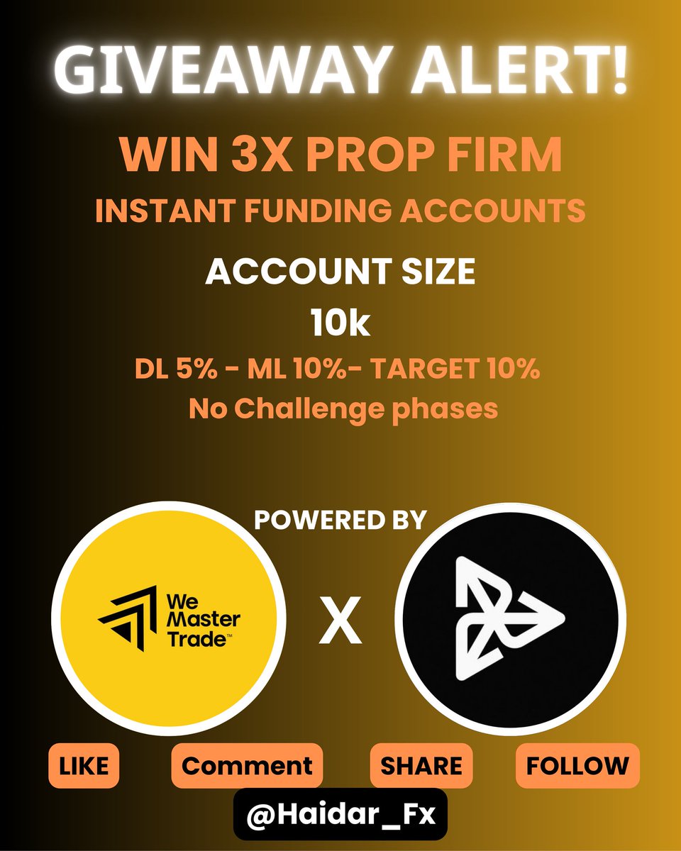 Haidar Ali | 🎓 (@haidar_fx) on Twitter photo 🚨Giveaway Alert 🚨
30k $ worth instant Account Giveaway 🎁
3 × 10k Instant Account 🏆
🔹Follow:-
<a href="/Haidar_Fx/">Haidar Ali | 🎓</a>
<a href="/WeCopyTrade/">WeCopyTrade</a>
🔹Like, Retweet
🔹Tag 3 Friends
🔹Must make an account through this link:-
my.wemastertrade.com/register?ref=0…
🔹Must Complete KYC
🔹Drop Screenshot
7 Day 🚨Giveaway Alert 🚨
30k $ worth instant Account Giveaway 🎁
3 × 10k Instant Account 🏆
🔹Follow:-
<a href="/Haidar_Fx/">Haidar Ali | 🎓</a>
<a href="/WeCopyTrade/">WeCopyTrade</a>
🔹Like, Retweet
🔹Tag 3 Friends
🔹Must make an account through this link:-
my.wemastertrade.com/register?ref=0…
🔹Must Complete KYC
🔹Drop Screenshot
7 Day