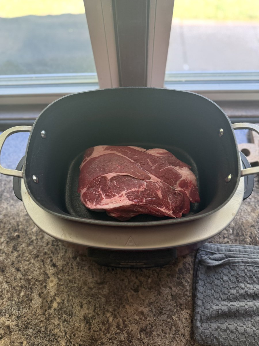 Pork on the smoker, beef in the crock pot. Gonna be a good night. Thank you farmers!!