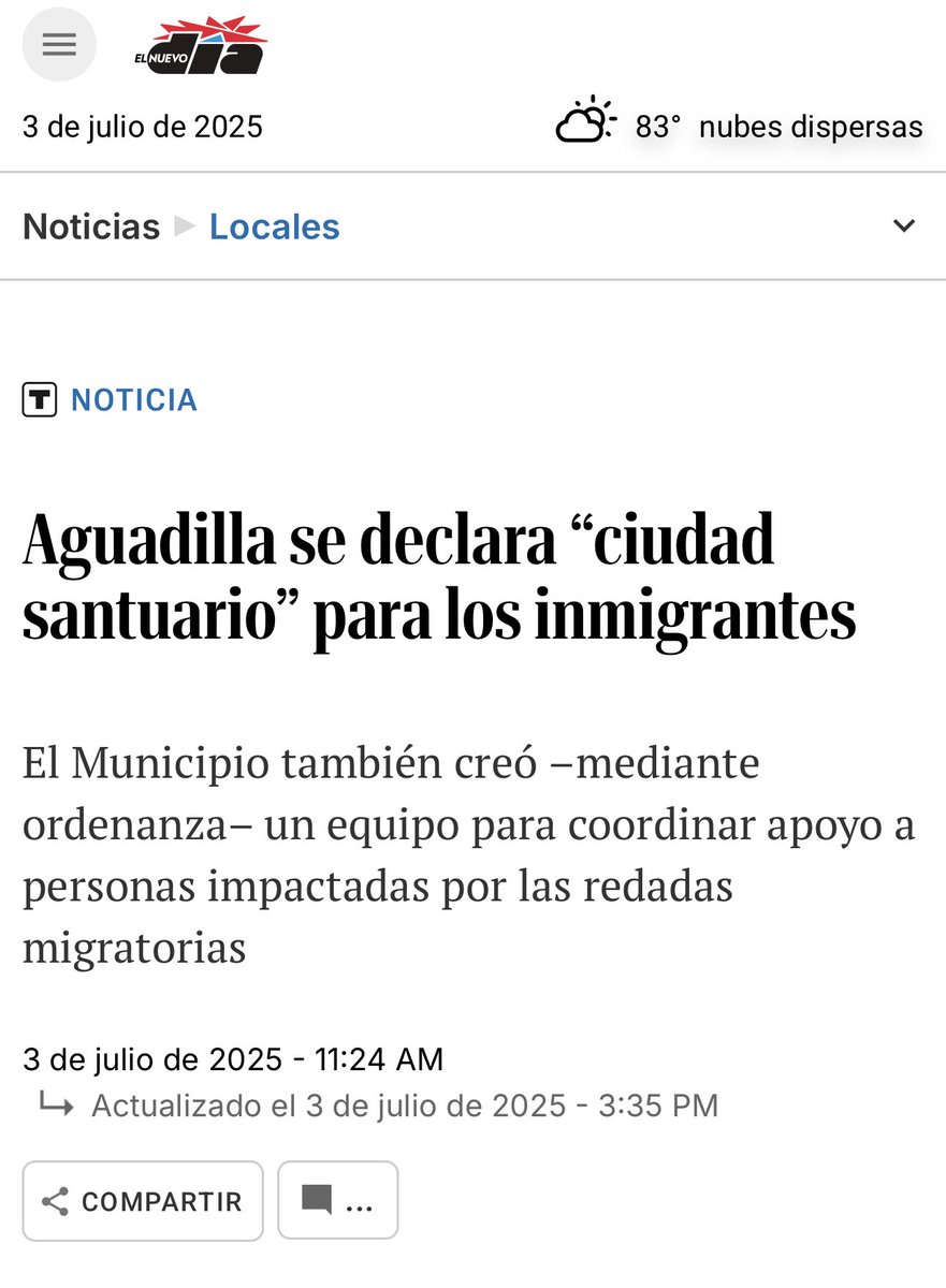 Aguadilla Declares Itself a “Sanctuary City” for Immigrants
The Municipality also created —through an ordinance— a team to coordinate support for individuals affected by immigration raids.

“We are standing on the right side of history. This ordinance is an act of humanity,