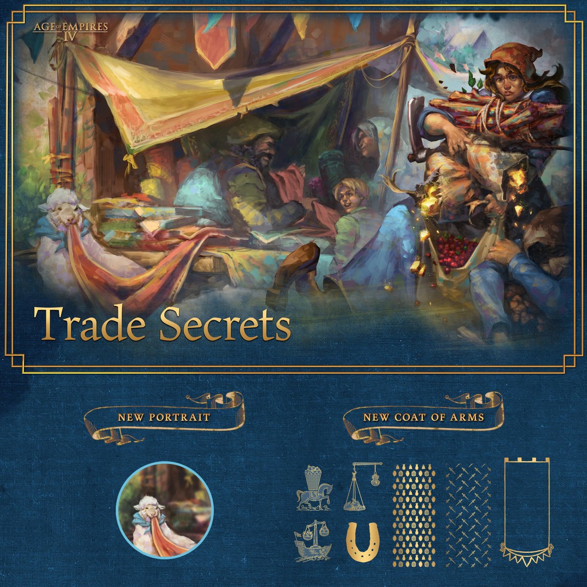 Some wins require keen eyes, smart trades, and meticulous attention to detail. 
 
It's time to showcase these skills in Age of Empires IV Season Eleven's first event, Trade Secrets! 
 
Face the challenges, unlock the rewards.