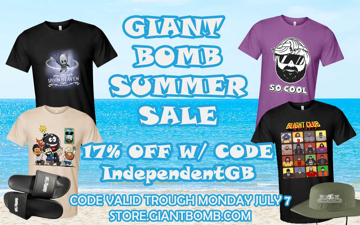 We're doing a weekend sale! Save 17% off our store when you use the code IndependentGB or follow this link: store.giantbomb.com/discount/Indep…

Sale lasts through Monday July 7