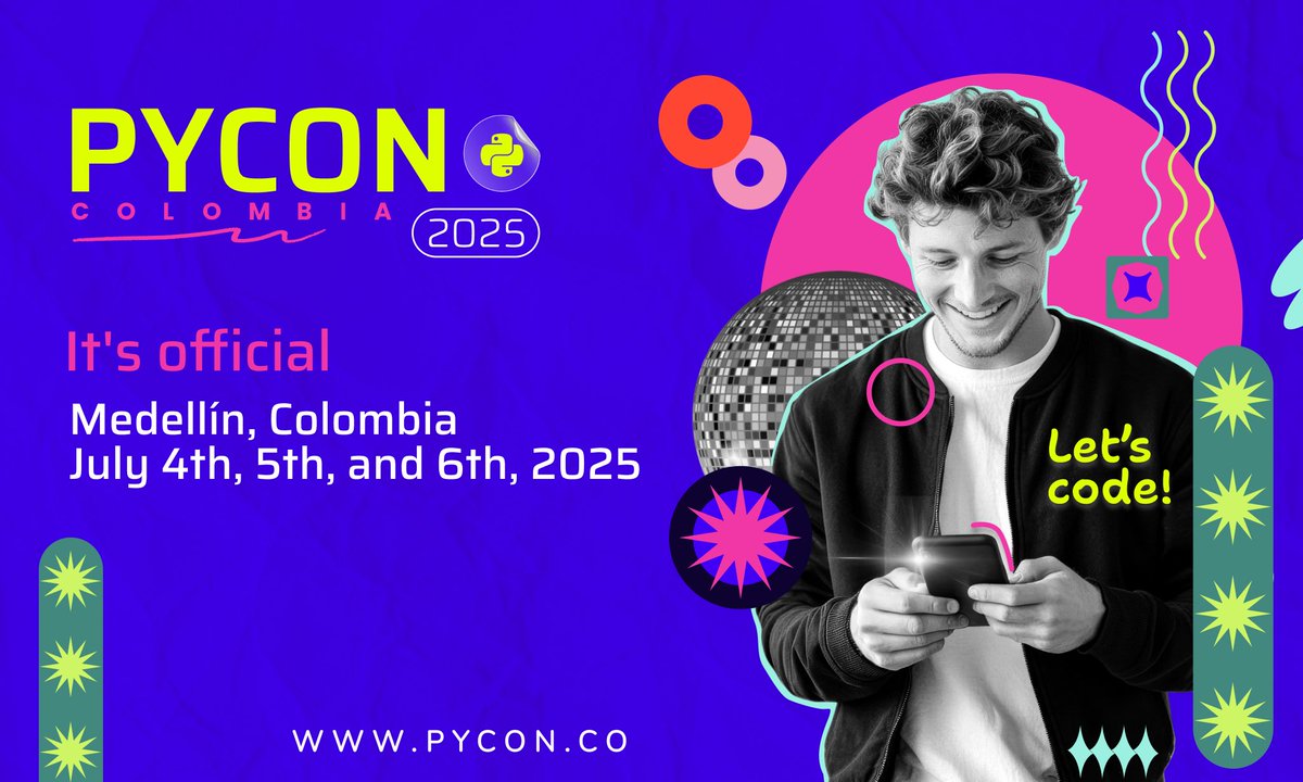 pyconcolombia's tweet image. ✨ Big news! At #PyConColombia2025, we’ll be streaming some of our most anticipated talks LIVE.
🔴 Free live streaming on our official channels:
📺 YouTube: youtube.com/@PyConColombia
📘 Facebook: facebook.com/PyConColombia
🐦 X (Twitter): x.com/PyConColombia