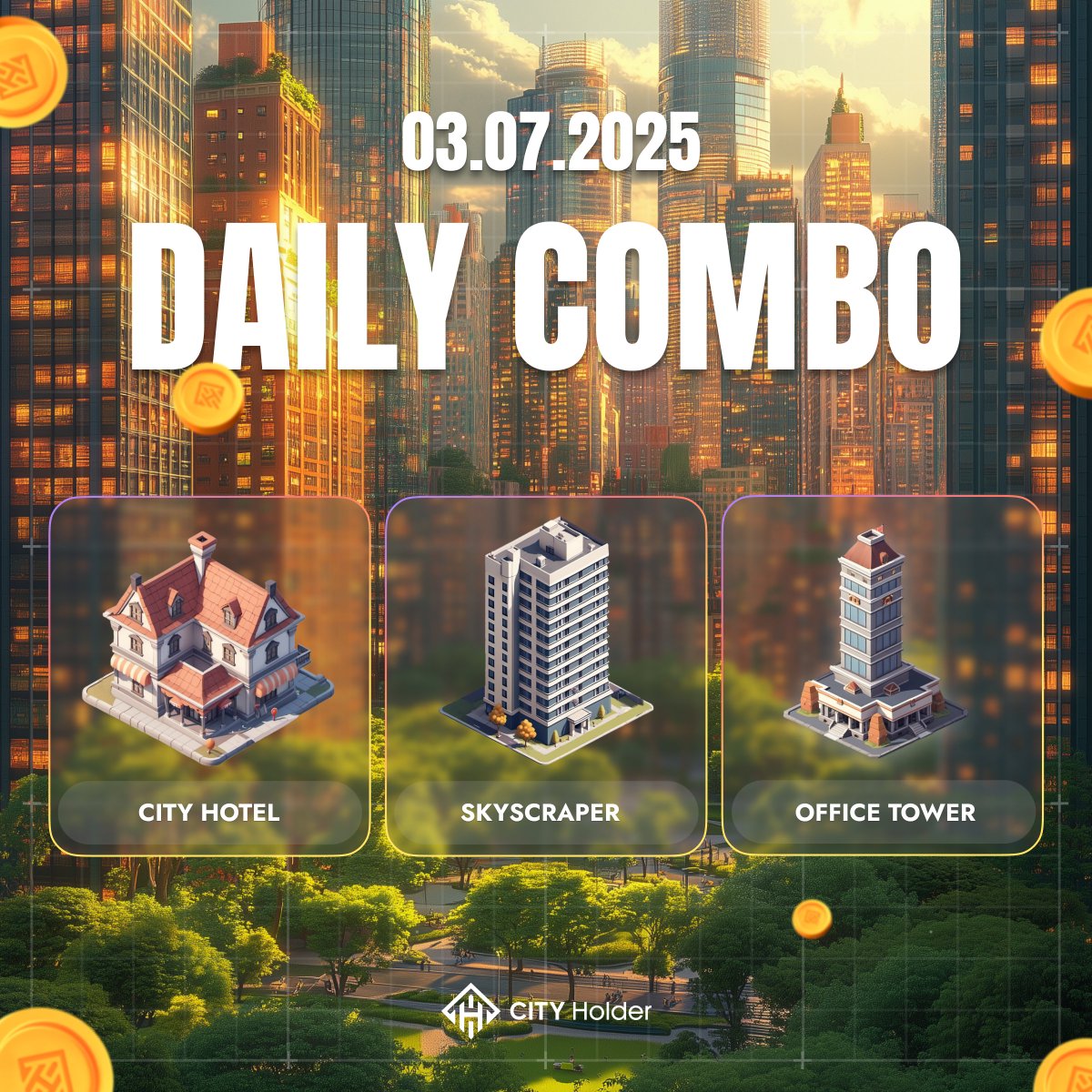 city_holder's tweet image. ⏰ 30 minutes left to complete yesterday's combo!

✔️ City Hotel
✔️ Skyscraper
✔️ Office Tower

Play #CITYHolder now: t.me/cityholder/game 

#BuildToEarn #PlayToEarn #DailyCombo