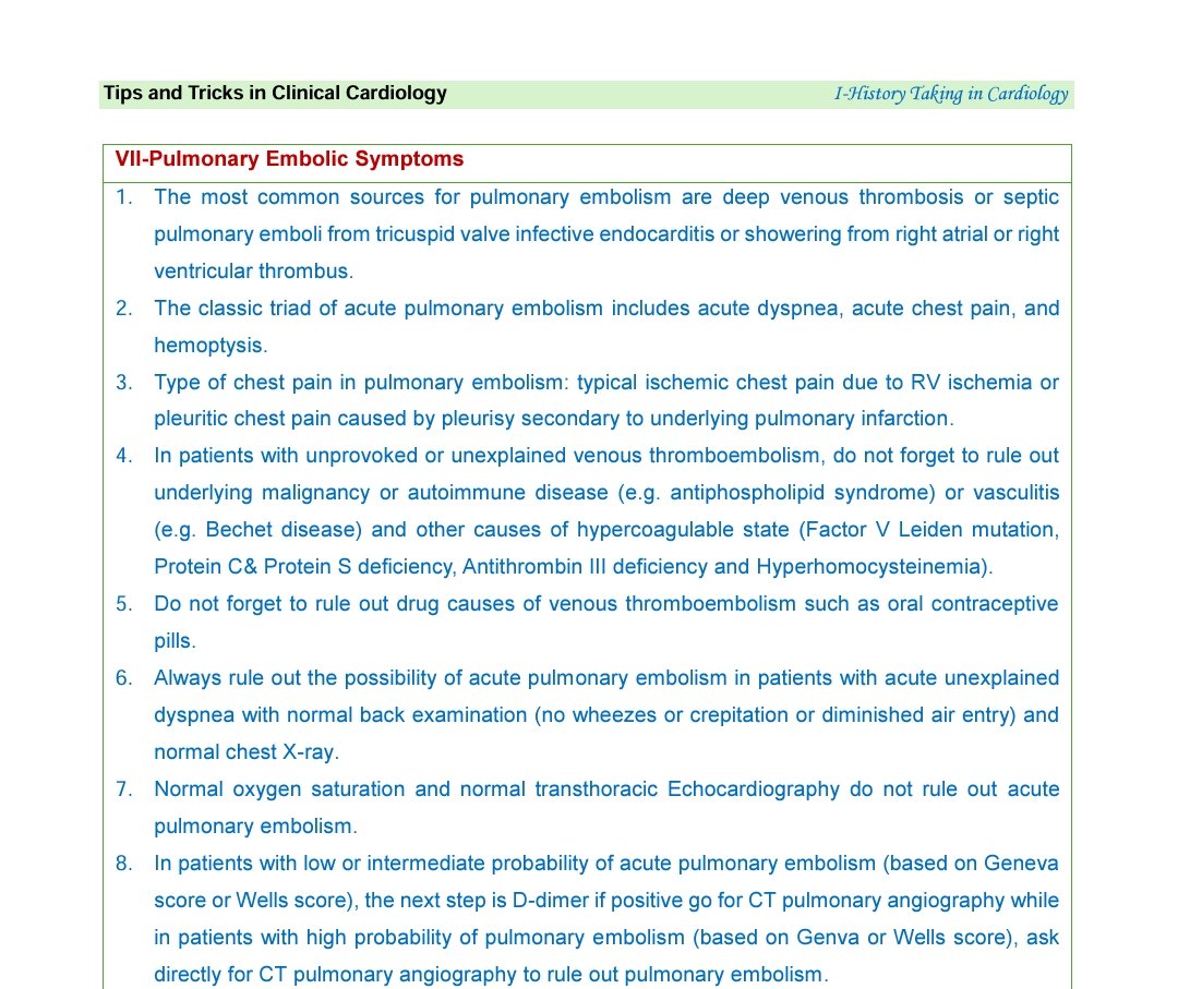 Patients with unexplained dyspnea with normal back examination (no wheezes or crepitation) and normal CXR
Rule out pulmonary embolism

From my book 
"Tips and Tricks in Clinical Cardiology"