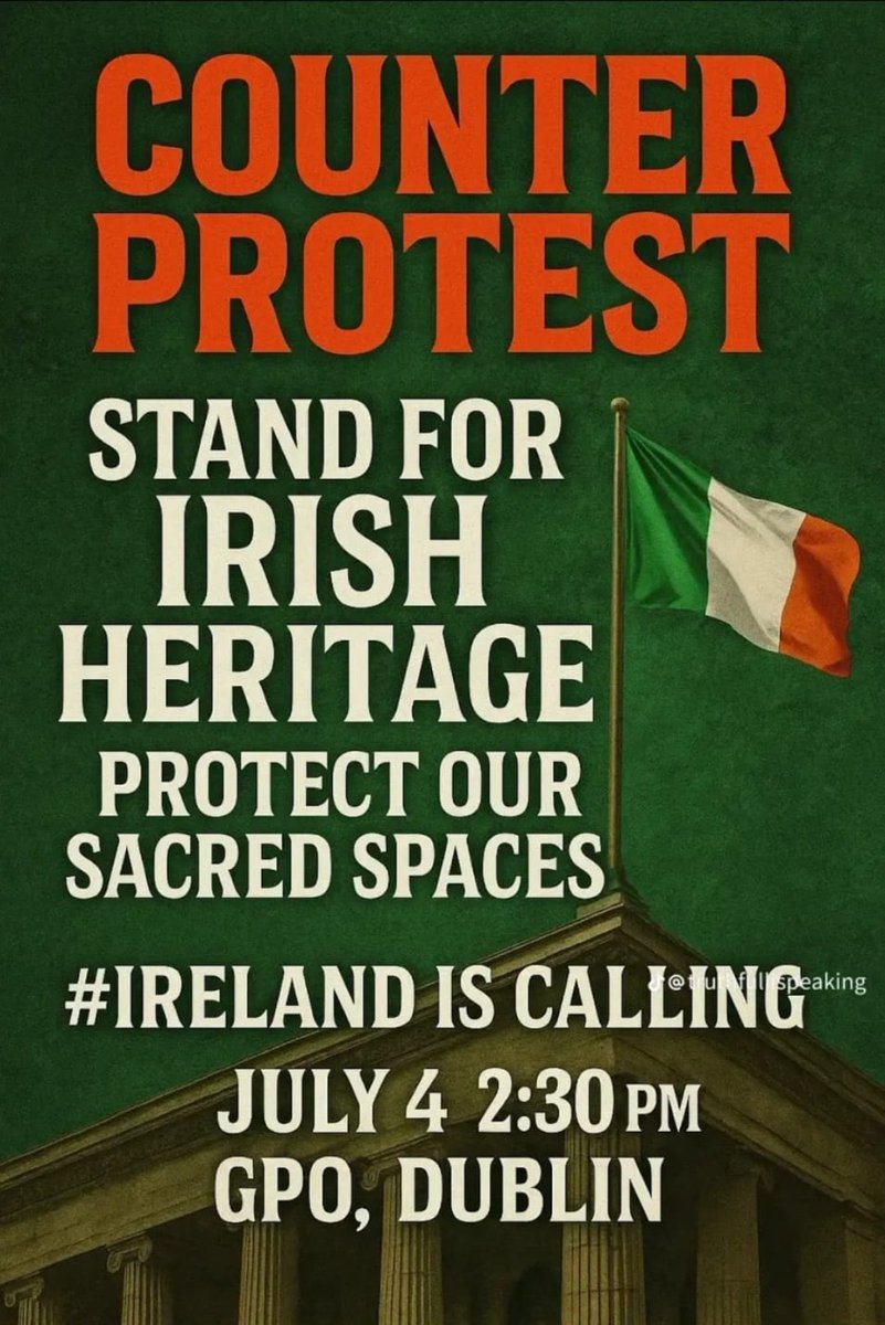 🇮🇪☘️🇮🇪☘️Ireland belongs to the Irish 🇮🇪☘️🇮🇪☘️
Muslims are going to march to the GPO tomorrow afternoon.
Counter protests are a good thing to practice, a constitutional right.
But please be careful of all actions -
The govt is just waiting for something to kick off to tarnish