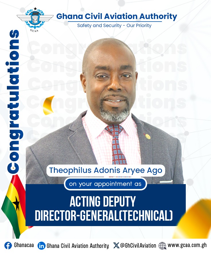 Mr. Theophilus Adonis Aryee Ago appointed Acting Deputy Director-General (Technical) of GCAA.
 
Read more: qrcd.org/8w5p