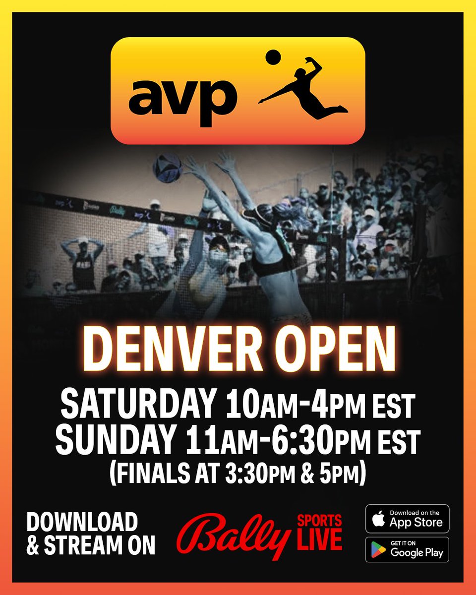 Bally__Sports's tweet image. 🏐 Mile-high action in the sand!
Catch the AVP Denver Open LIVE this Saturday and Sunday on the AVP Beach Volleyball channel in the Bally Sports Live app! 📲🔥
