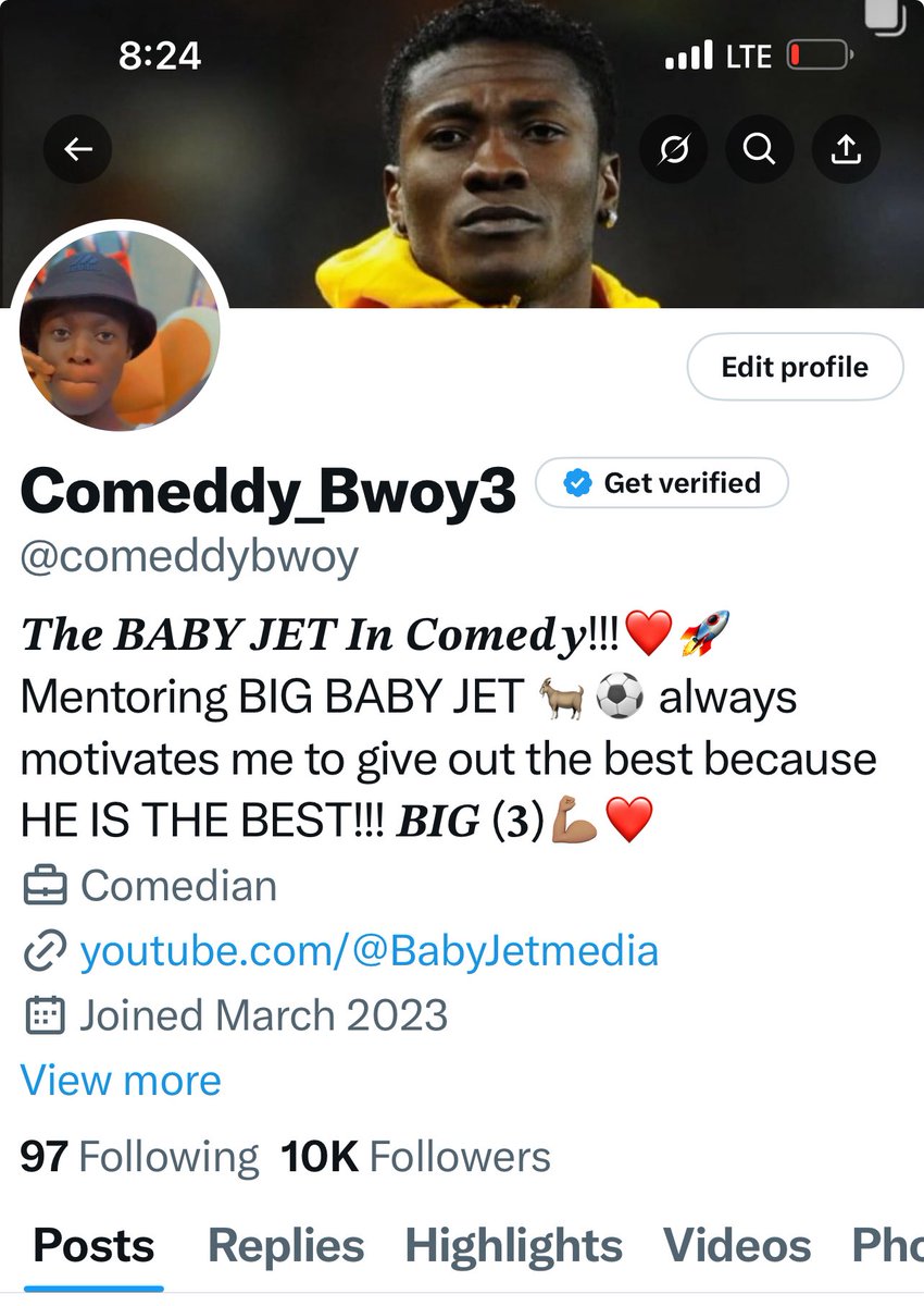 Comeddy_Bwoy3 (@comeddybwoy) on Twitter photo I was at 52 followers and <a href="/ASAMOAH_GYAN3/">ASAMOAH GYAN</a> posted me and now we’re 10,000 followers 🥳God bless you BabyJet🙌🏿 I’m forever grateful❤️🥺 I was at 52 followers and <a href="/ASAMOAH_GYAN3/">ASAMOAH GYAN</a> posted me and now we’re 10,000 followers 🥳God bless you BabyJet🙌🏿 I’m forever grateful❤️🥺