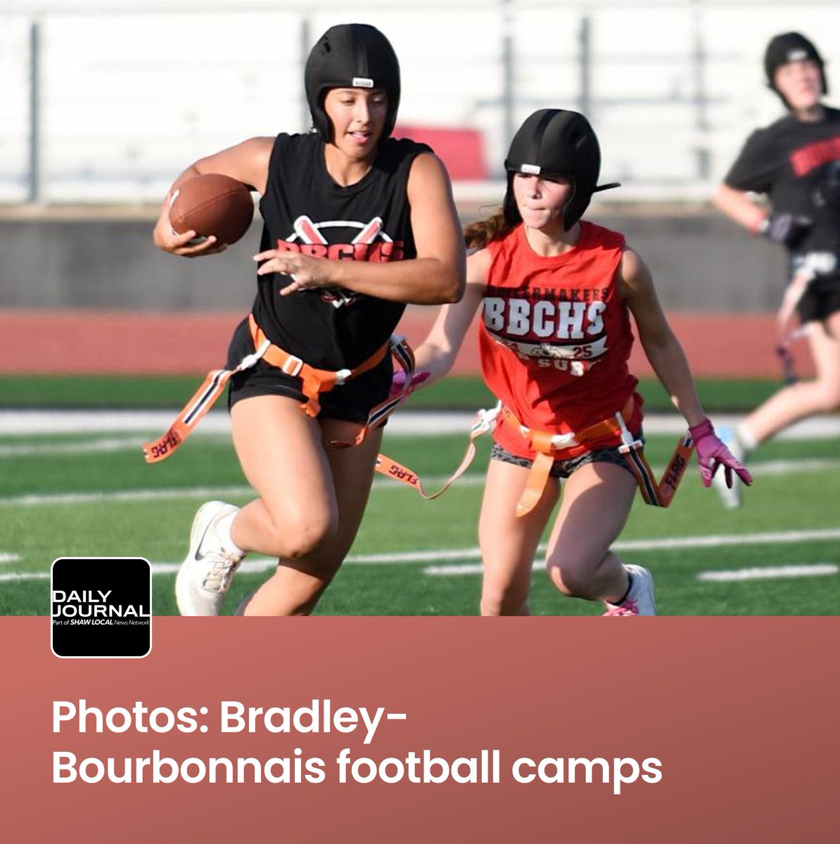 As the summer heat picks up, so is offseason football action. At Bradley-Bourbonnais Wednesday, both the boys tackle and girls flag teams took to the turf for camp.