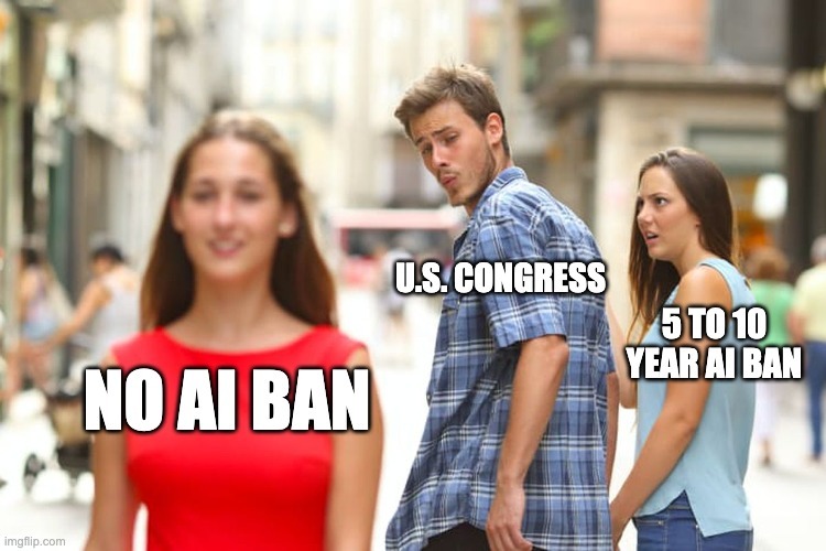 Has talk of an AI ban been living in your brain rent free for the past week? Because same.

#aiban #ai #ArtificialIntelligence #privacy #regulation