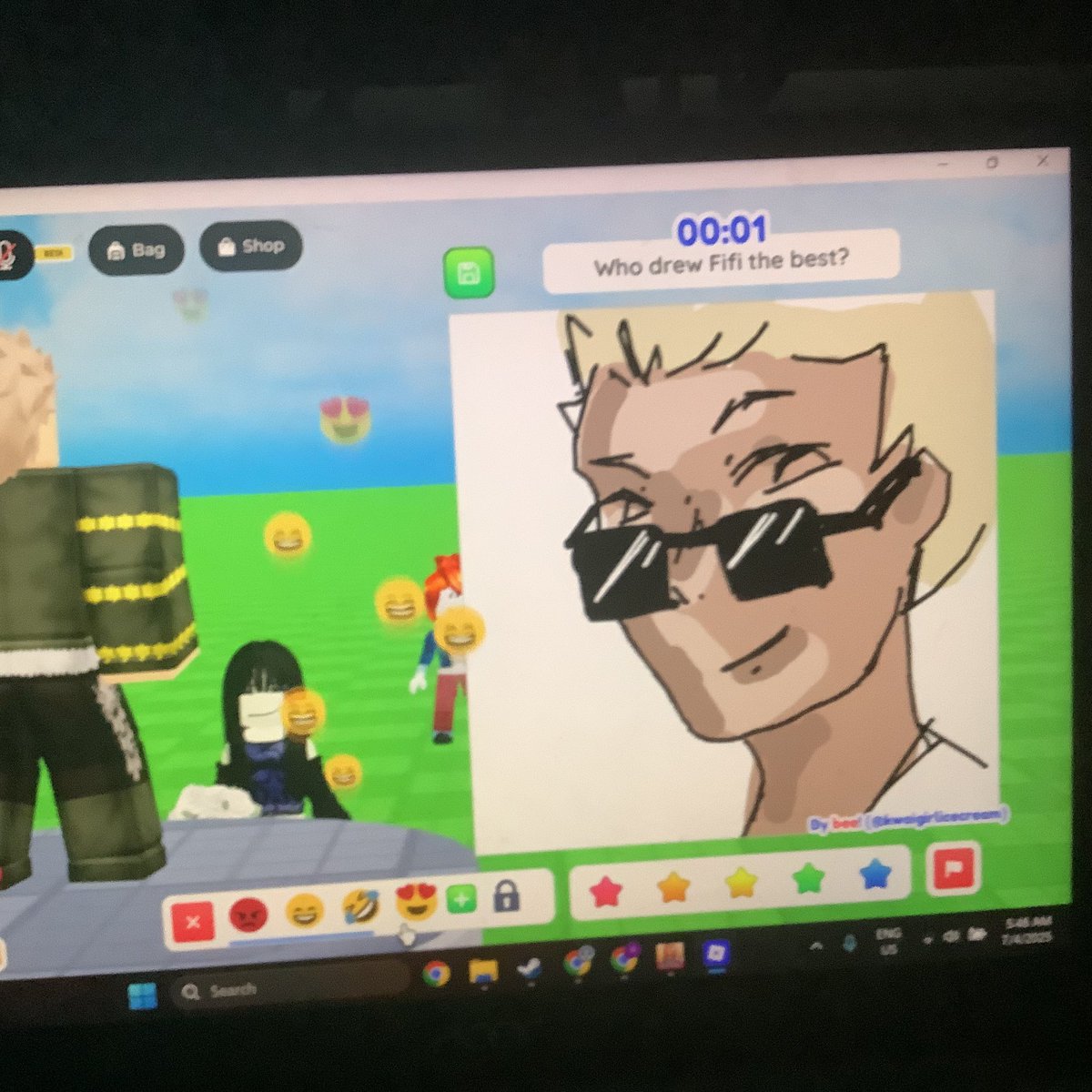 057Fi's tweet image. people drawing lang based off my roblox avatar 😭🥺🥺